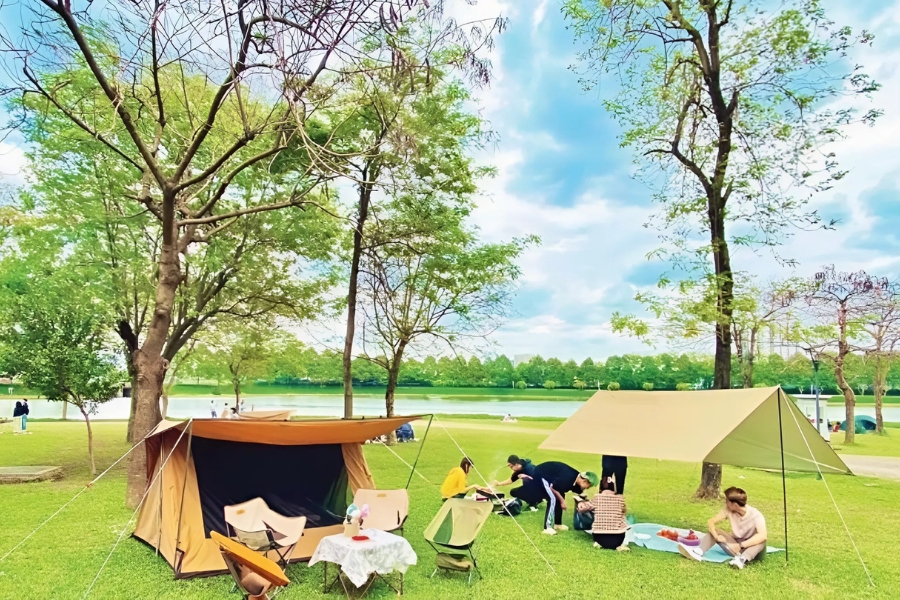 cắm trại công viên Yên Sở